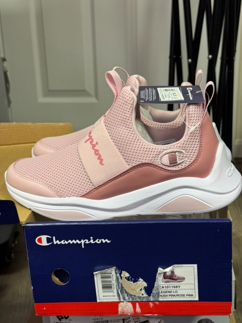 CHAMPION Tennis Shoes Slip Ons Legend Lo Size 6.5Y Big Kids Youth Pink NEW - Picture 5 of 9